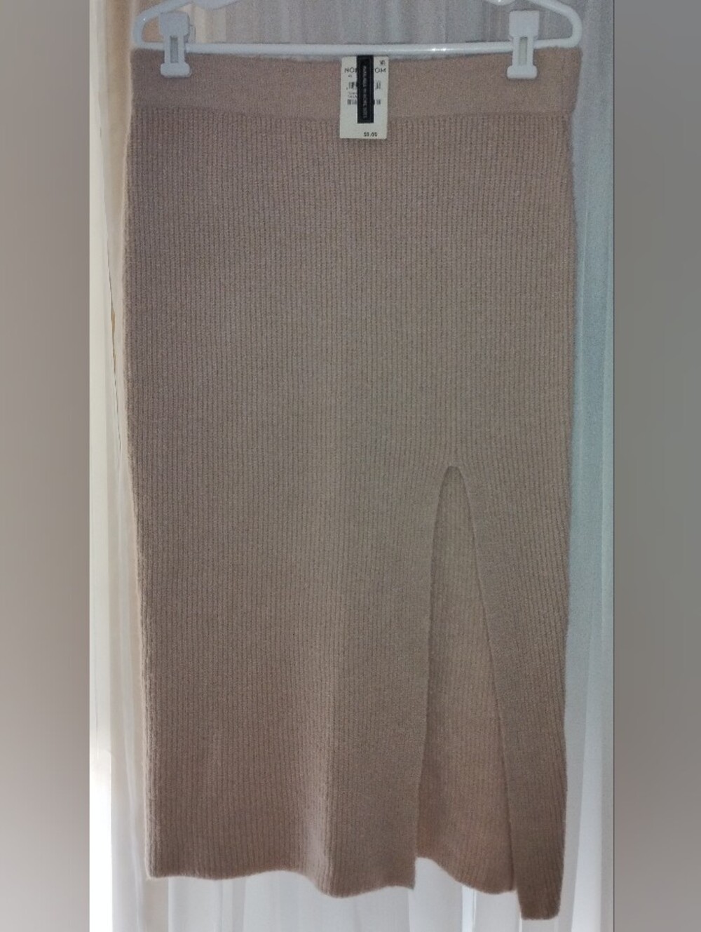 NWT (MSRP $59) Leith Women's Tan Memoir Split Sweater Midi Skirt Size XL cozy - Picture 7 of 16